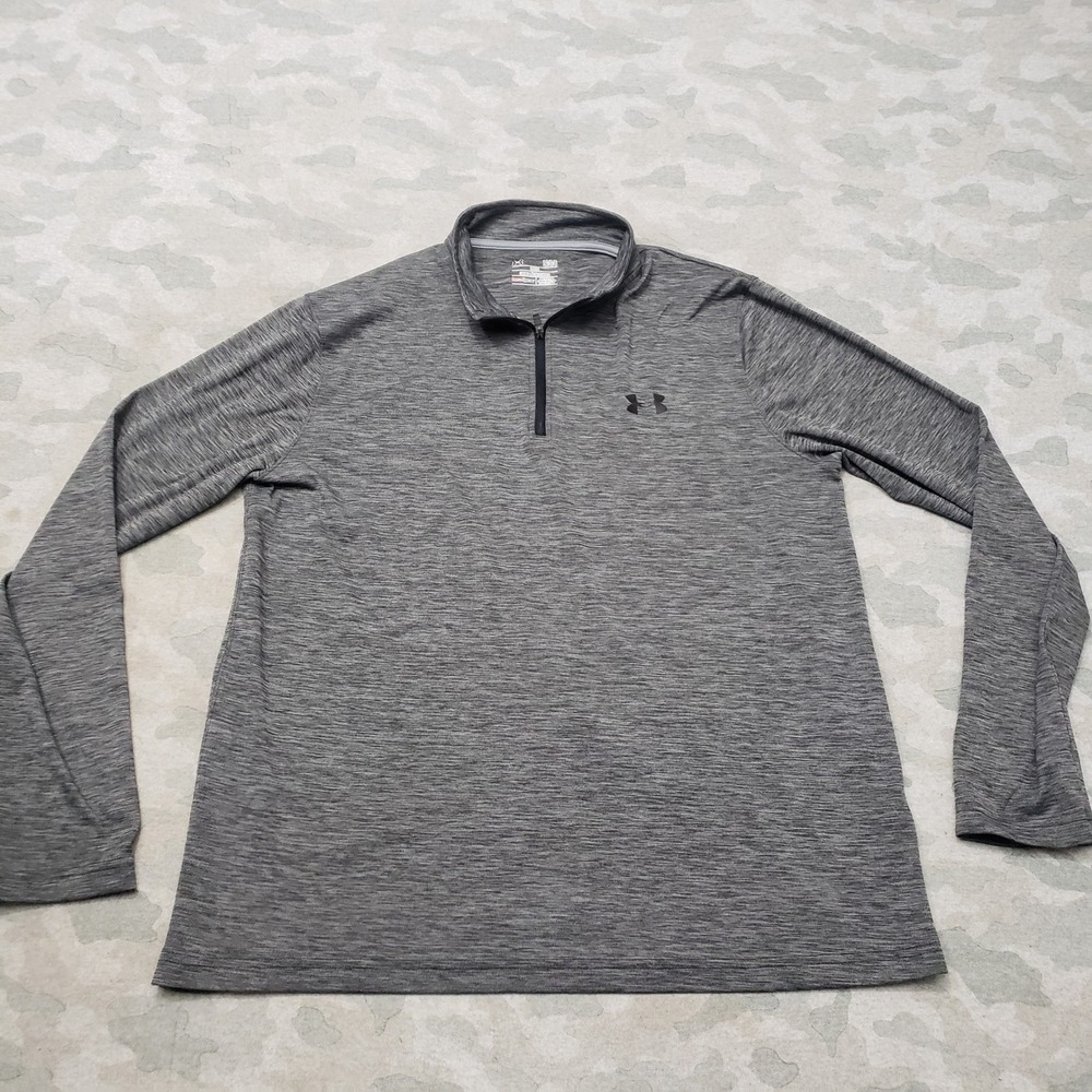Under Armour Shirt Mens Large Gray 1/4 Zip HeatGear Loose Fit Long Sleeve Gym